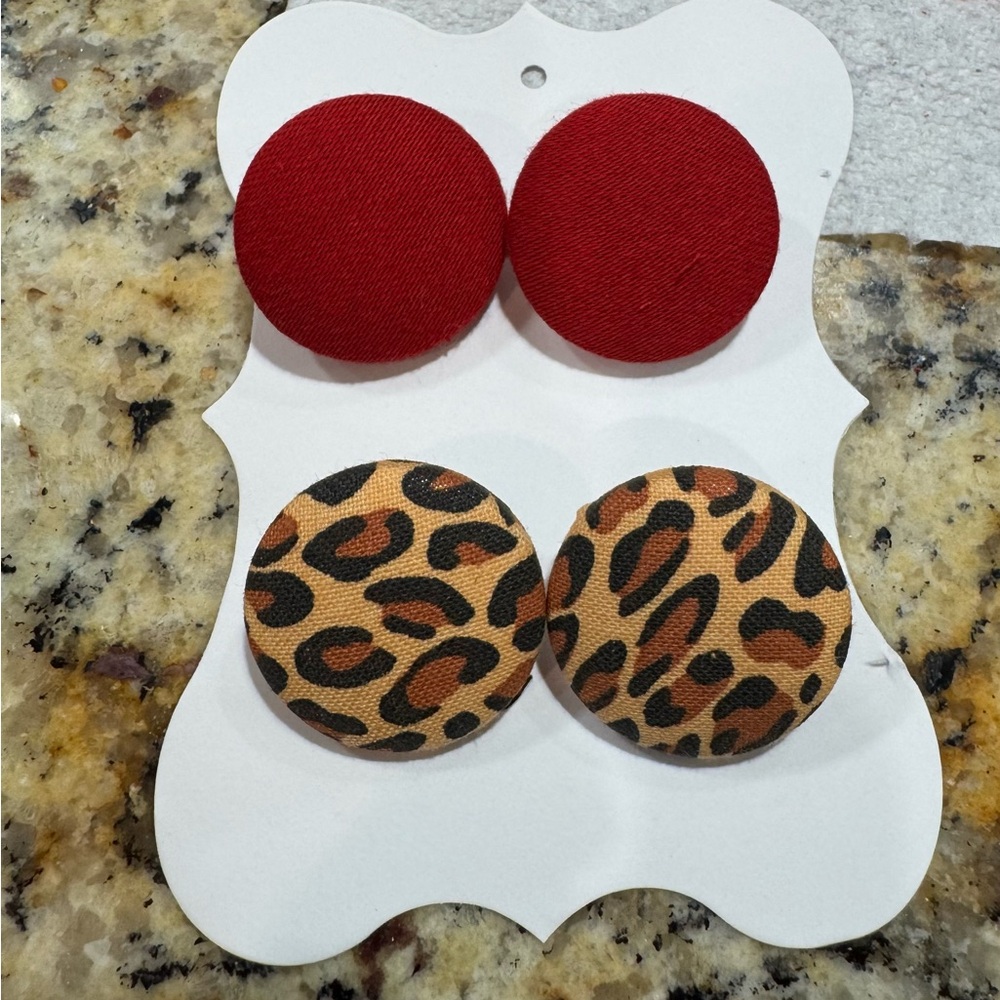 Red and Leopard Print Handmade Earrings